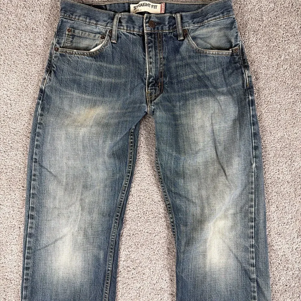 Levis 505 Jeans Mens 32x30 Faded Whiskered Denim Straight Leg Y2K Honeycomb Work